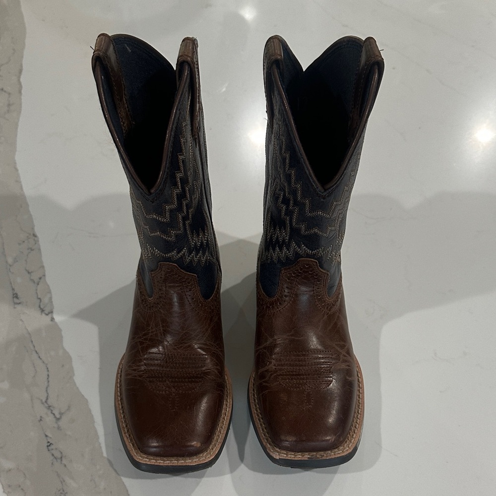 Boys Ariat Brown Leather Western Cowboy Boots